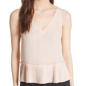 Rebecca Taylor Pleat Hem Tank-Blush- Size XS